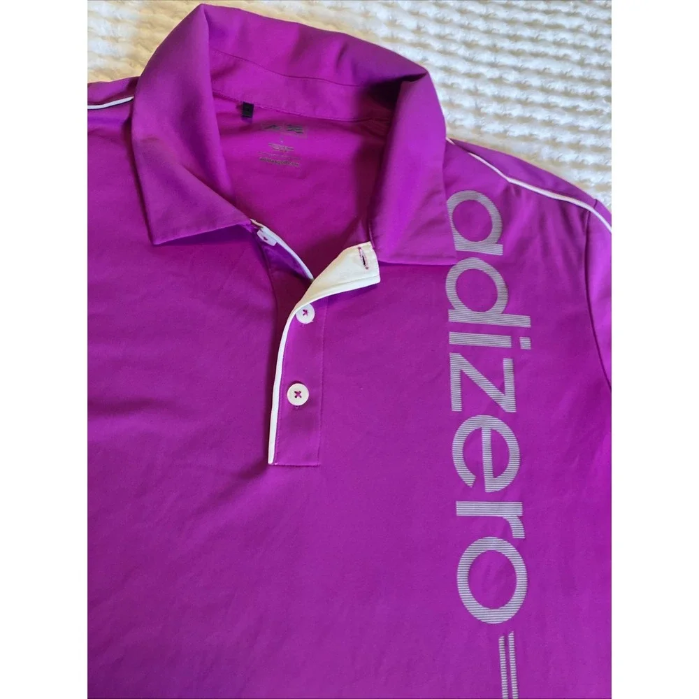 ADIDAS Golf Polo Men's SS Large Bright Purple‎ ADIZERO Grey Trim 100% Polyester
